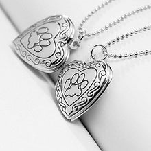 Cute Dog Paw Print Love Heart Lockets Animal Necklace Pendant Living Memory Lockets 18K Rose Gold Plated (Silver dog paw locket)